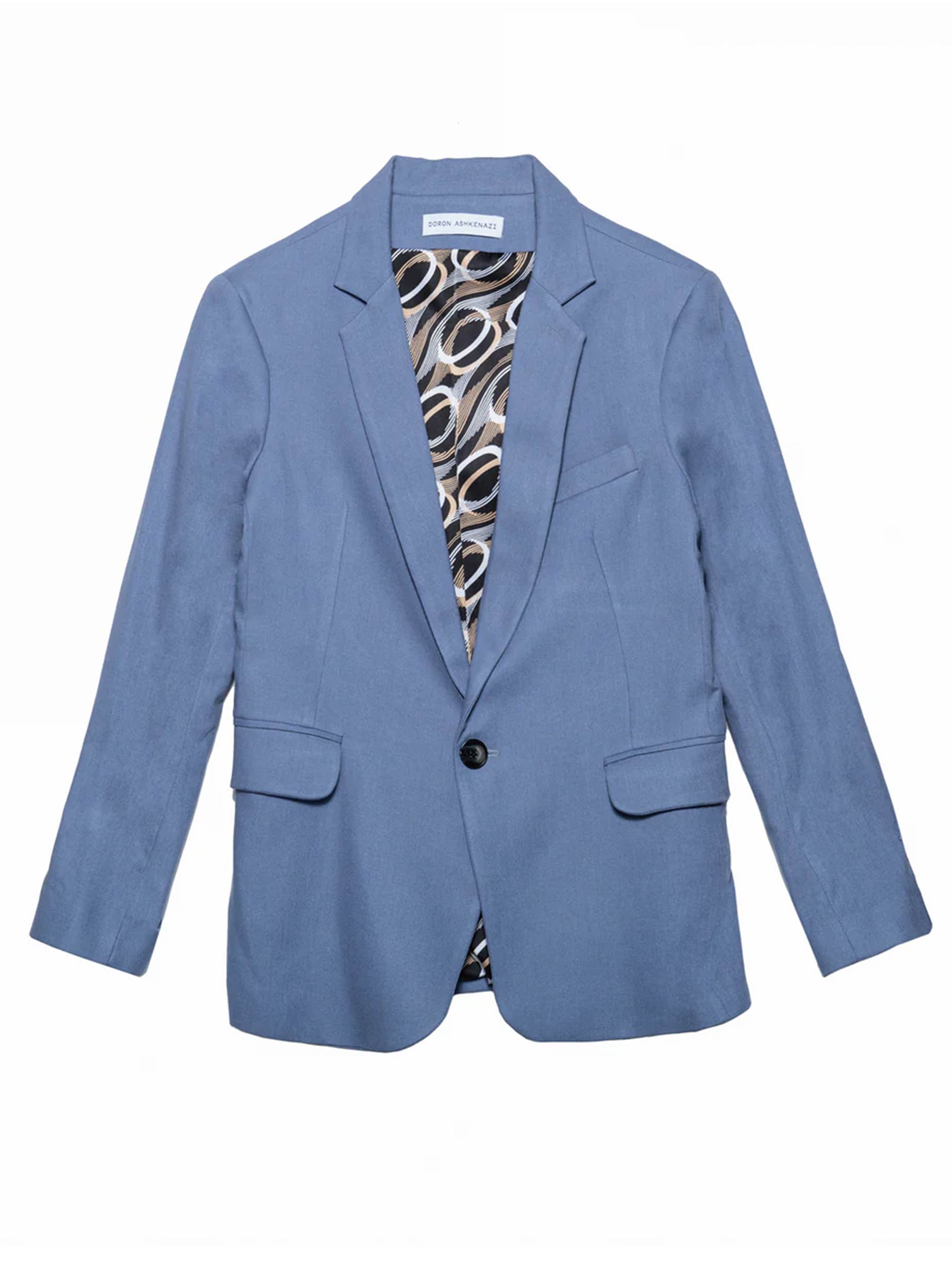 ז'קט פשתן - תכלת כהה