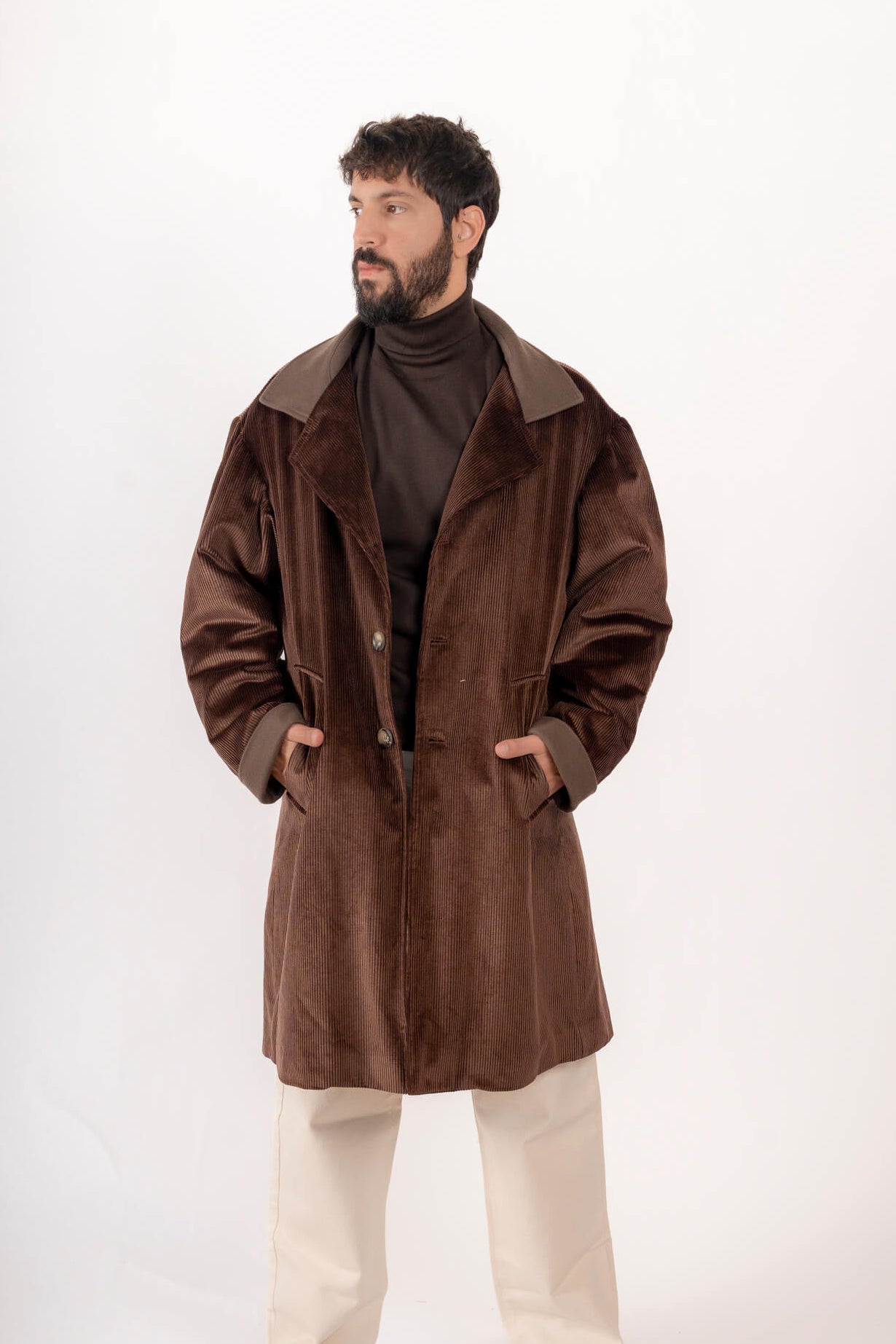 מעיל קורדורוי שילוב חום