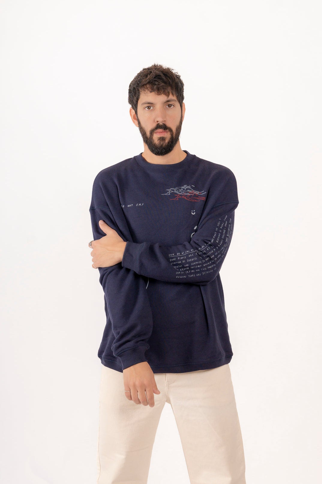 סוויטשרט דפוס ירח נייבי