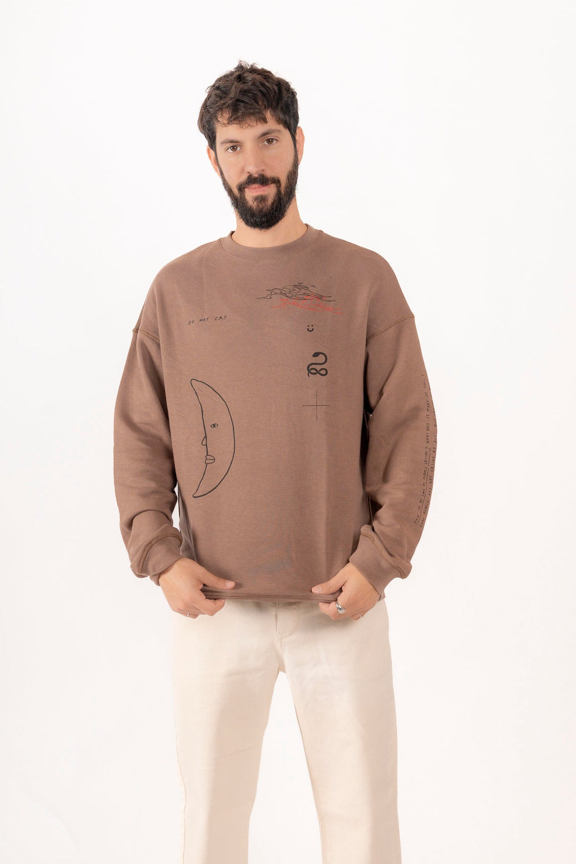 סוויטשרט דפוס ירח מוקה