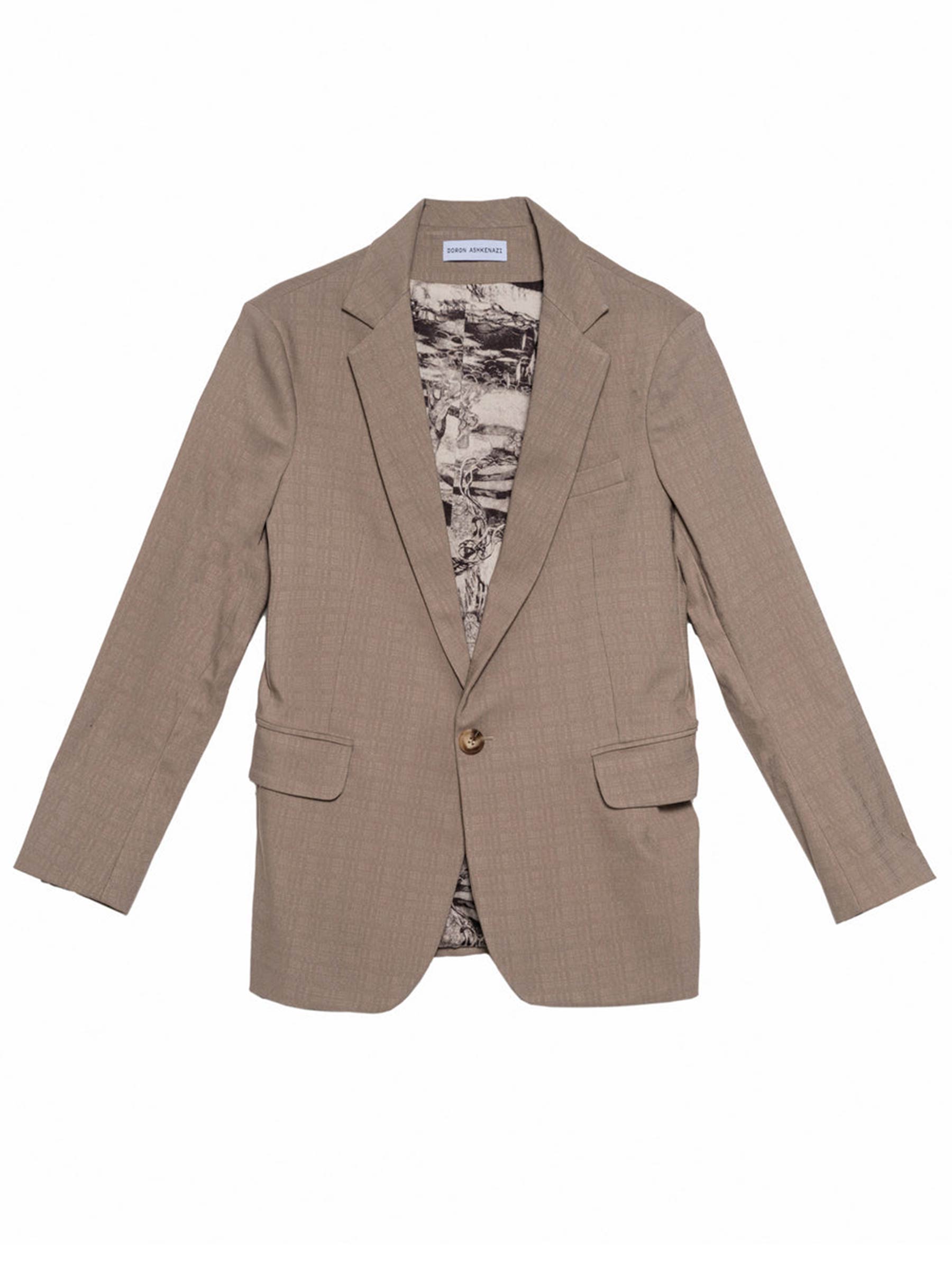 ז׳קט SLIM FIT - מוקה בבד טקסטורה