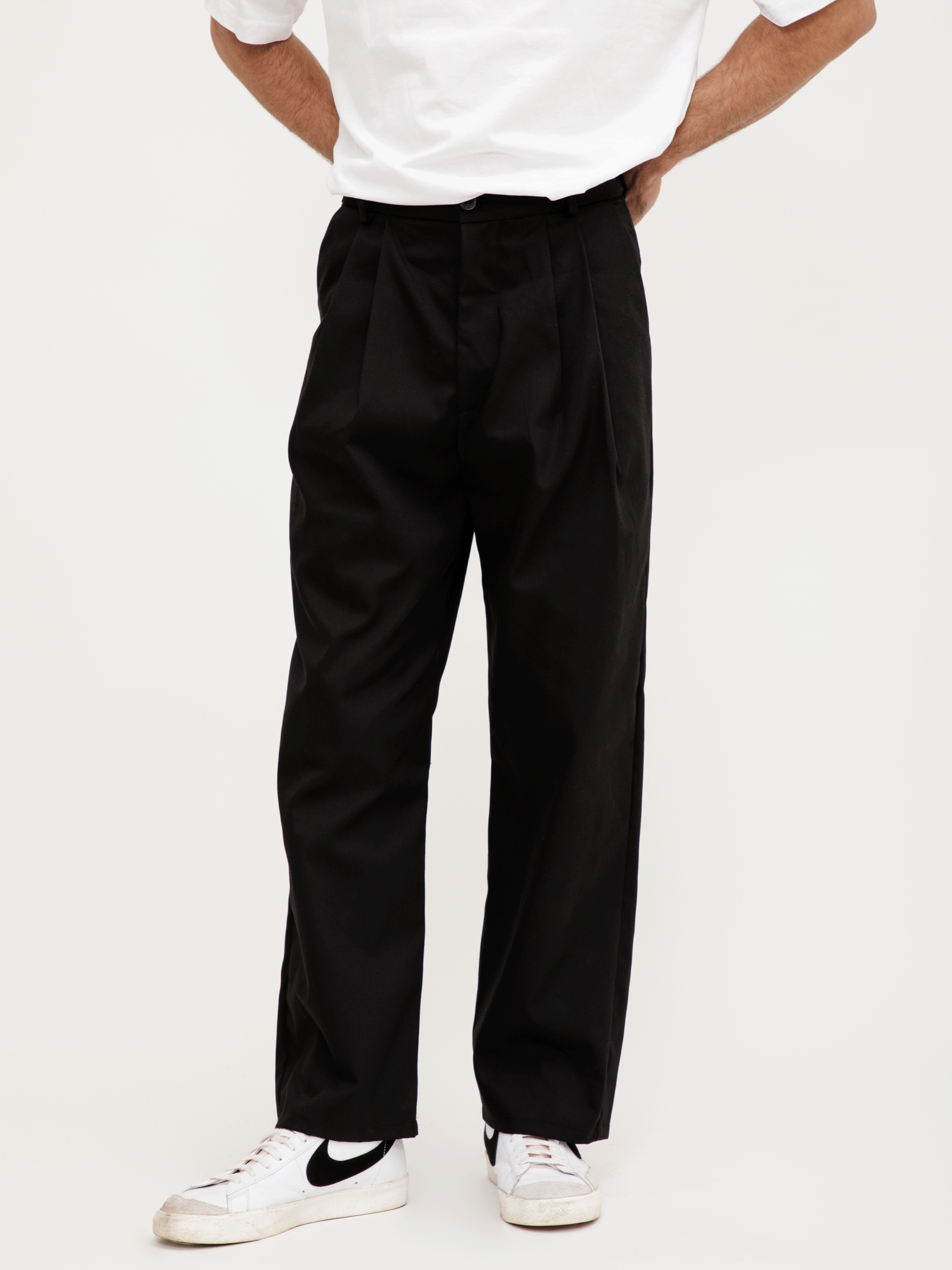 מכנסי פשתן - שחור