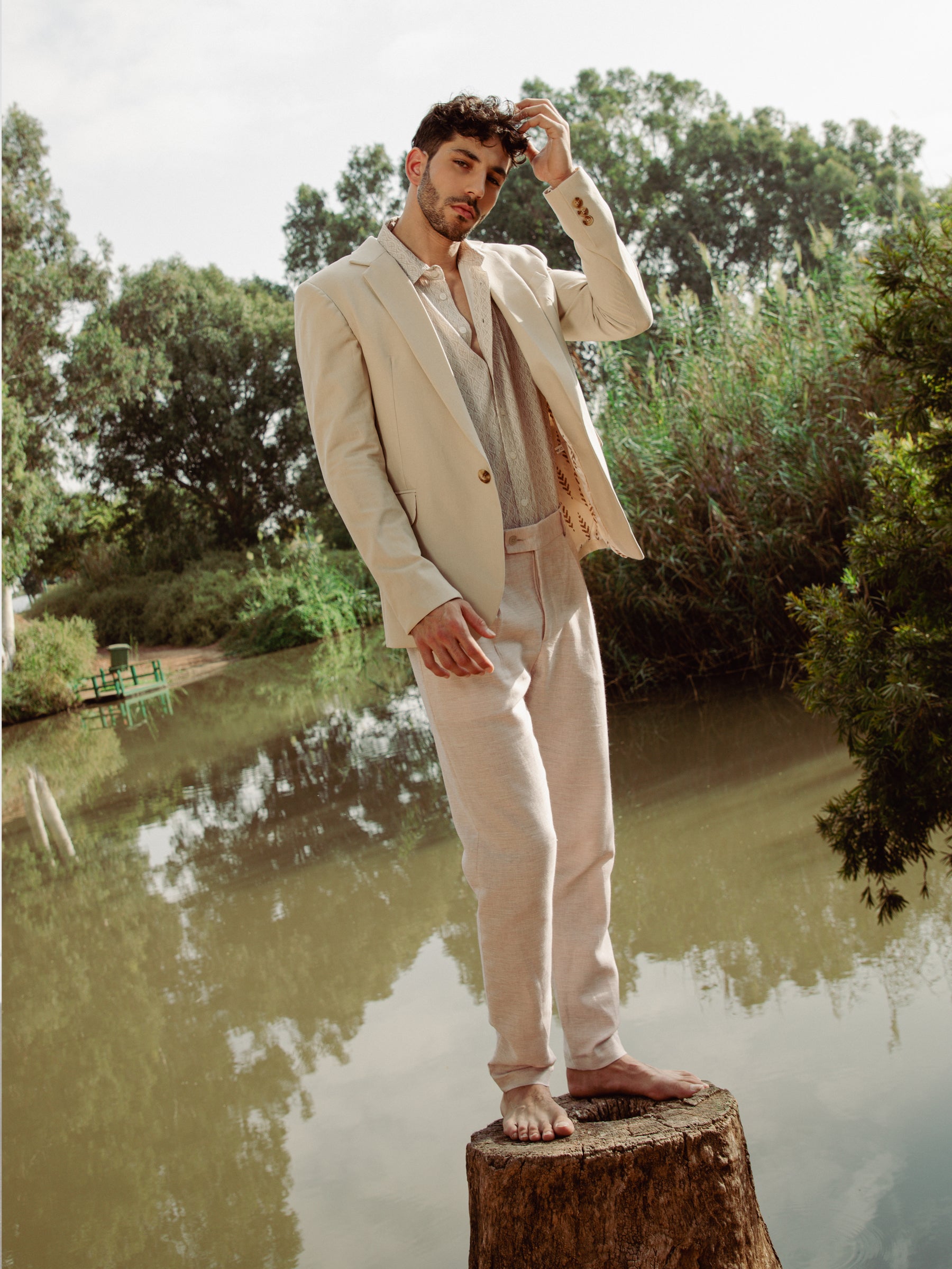 מכנסי פשתן - בז׳