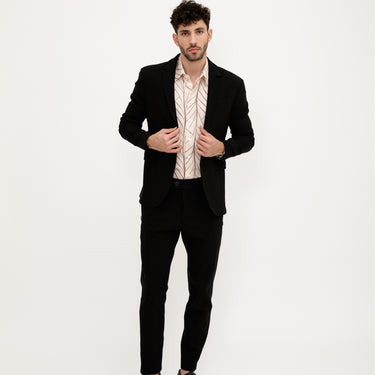 ז׳קט Slim Fit שחור בבד עם טקטורה