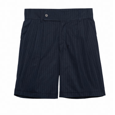 מכנסי ברמודה פשתן וכותנה- נייבי עם פסים