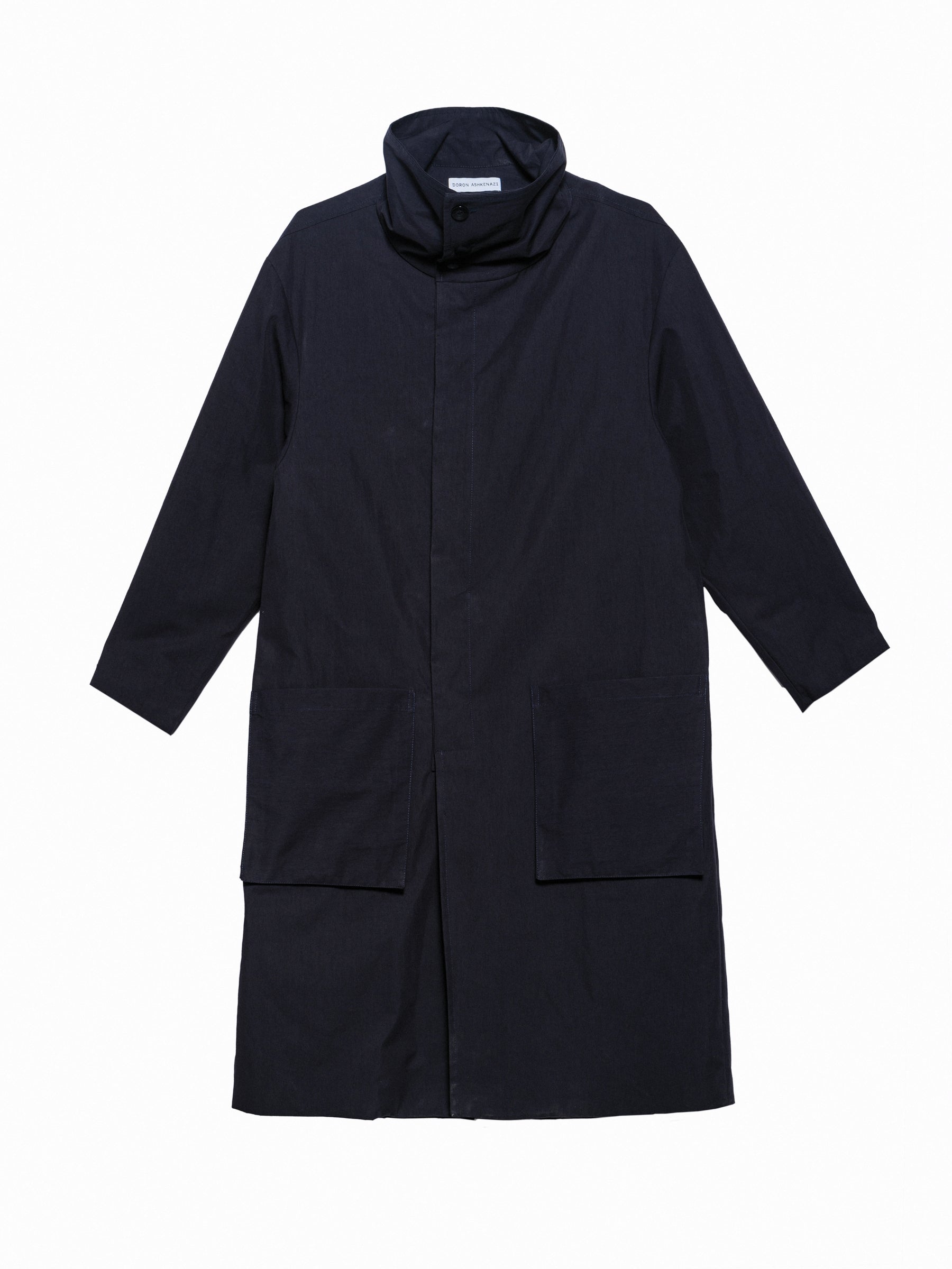 מעיל כותנה כחול כהה ארוך