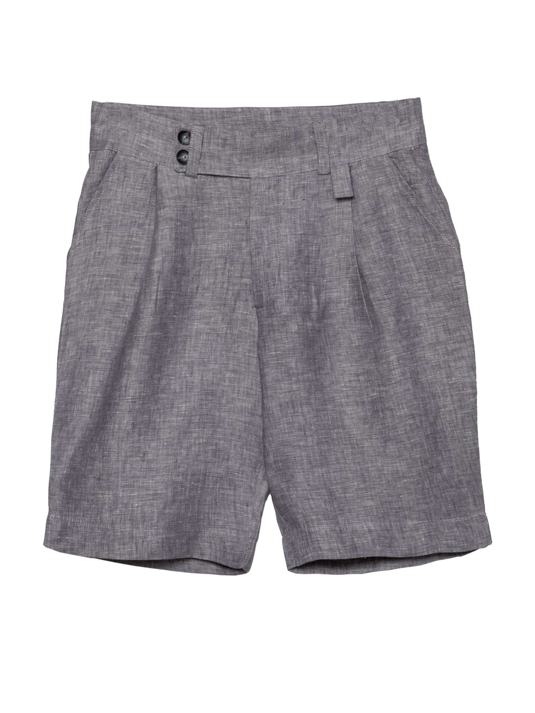 מכנסי ברמודה מפשתן אפור