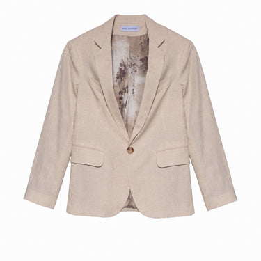 חליפת פשתן, בצבע בז בגזרה קלאסית