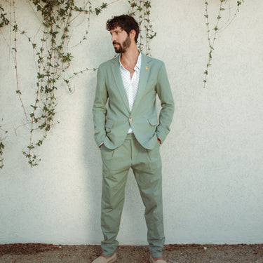 ז׳קט פשתן כפתור אחד מרווה