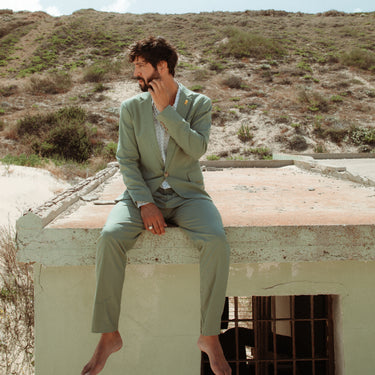 ז׳קט פשתן כפתור אחד מרווה