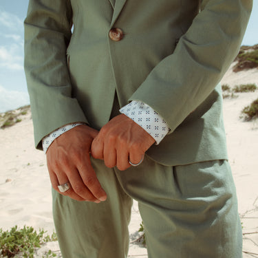 ז׳קט פשתן כפתור אחד מרווה