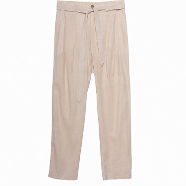 חליפת פשתן, בצבע בז עם מכנסי קשירה