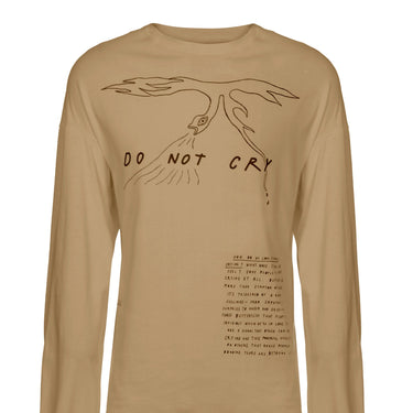 טי שירט שרוול ארוך מודפסת - קאמל