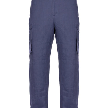 מכנסי דגמח מבד פשתן כחול