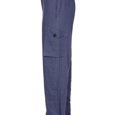 מכנסי דגמח מבד פשתן כחול